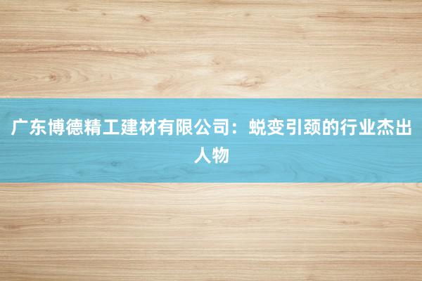 广东博德精工建材有限公司：蜕变引颈的行业杰出人物